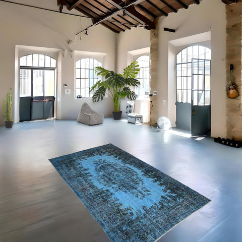 Blauw vintage vloerkleed - 272x155 cm - HANDGEMAAKT