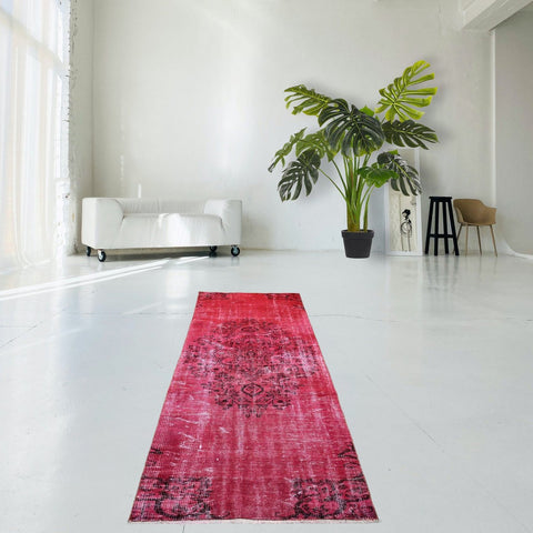 Roze vintage vloerkleed - 226x98 cm - HANDGEMAAKT