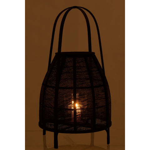 J-Line lantaarn Kap - bamboe - zwart - large