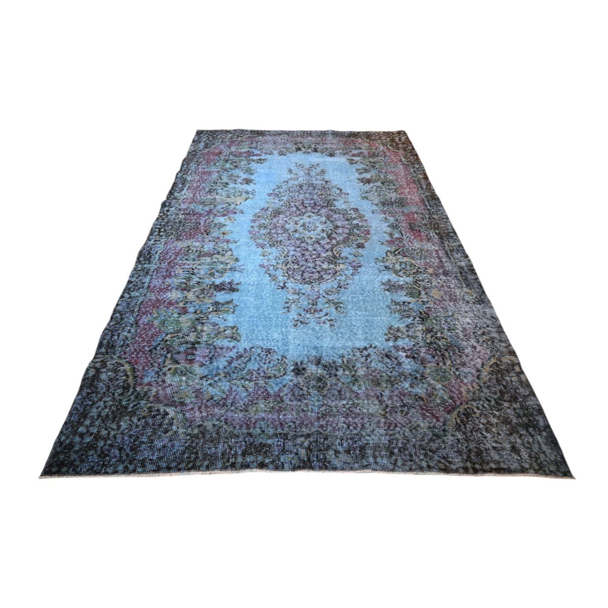 Blauw vintage vloerkleed - 290x170 cm - HANDGEMAAKT