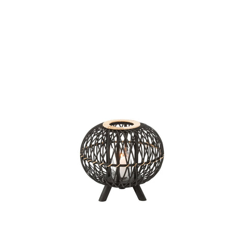 J-Line Kaarsenhouder - bamboe - zwart/naturel - small