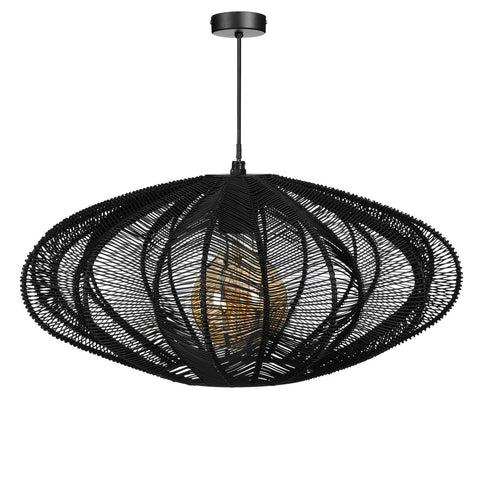 Kanti Hanglamp - H20 x Ø41 cm - Metaal - Zwart