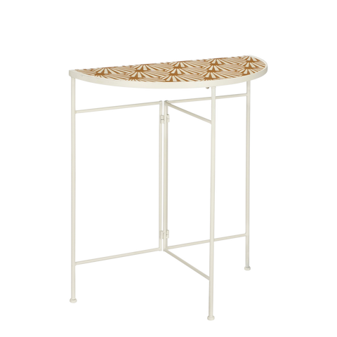 Odile Wandtafel voor Buiten - L63 x B33 x H71 cm - Metaal - Bruin, Wit