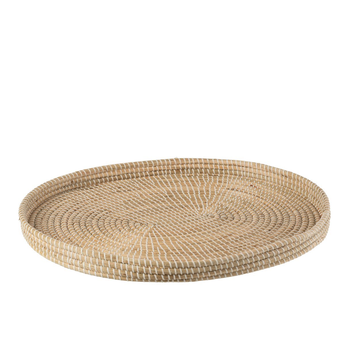 J-Line Groot Zeegras onderzetter - jute - naturel/ wit