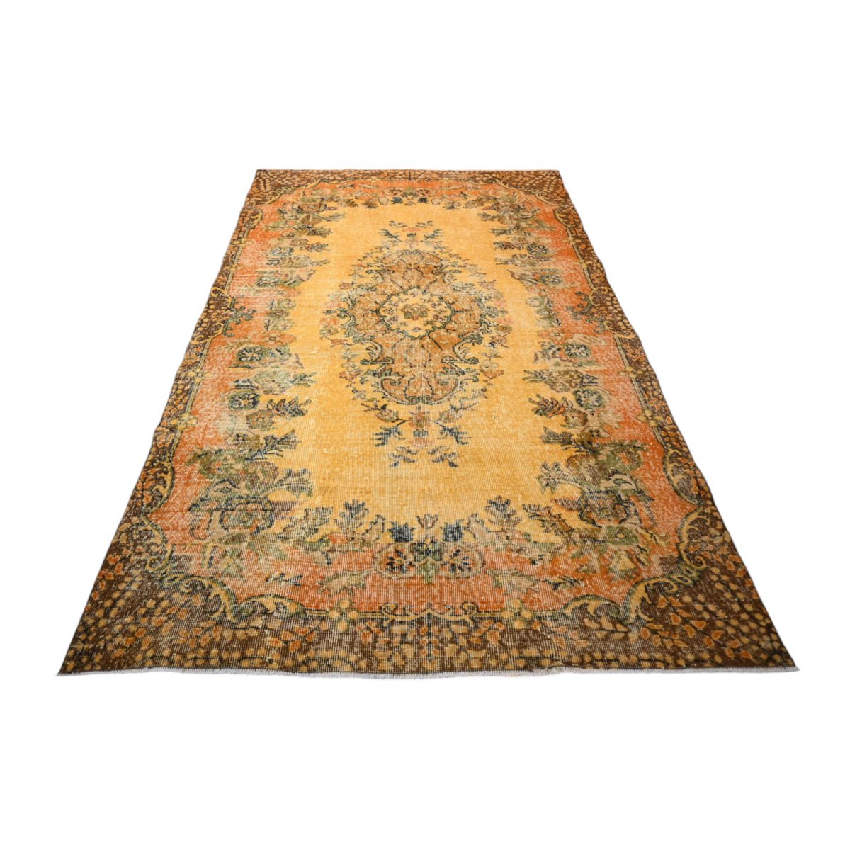 Geel vintage vloerkleed - 280x160 cm - HANDGEMAAKT