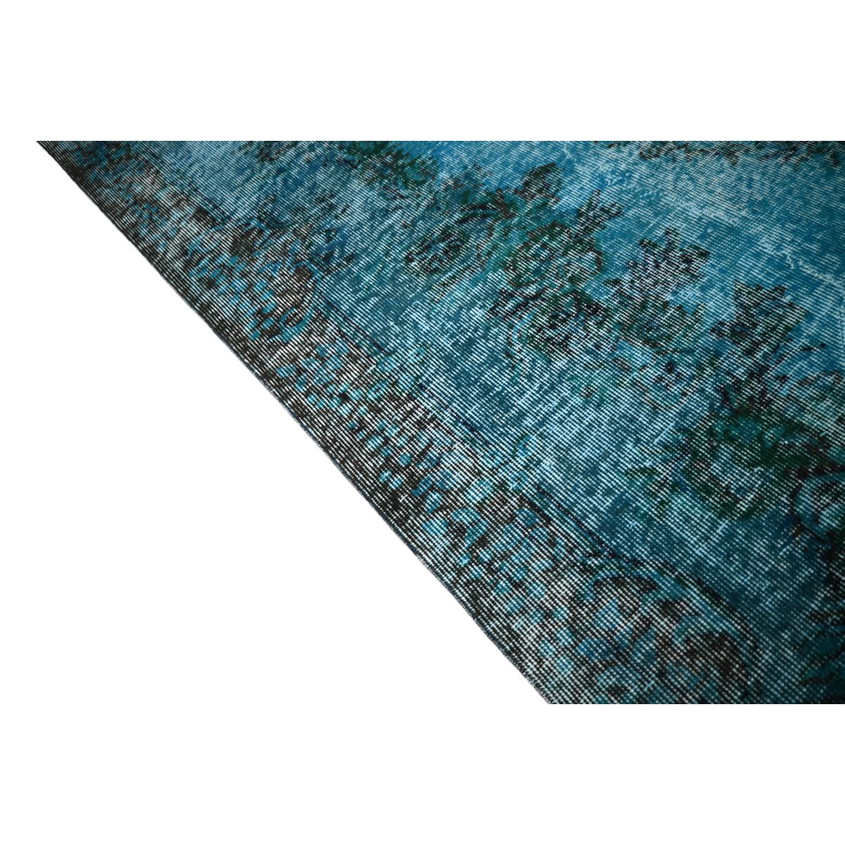 Blauw vintage vloerkleed - 290x180 cm - HANDGEMAAKT