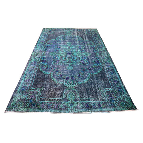 Turquoise vintage vloerkleed - 250x156 cm - HANDGEMAAKT