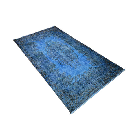 Blauw vintage vloerkleed - 210x115 cm - HANDGEMAAKT