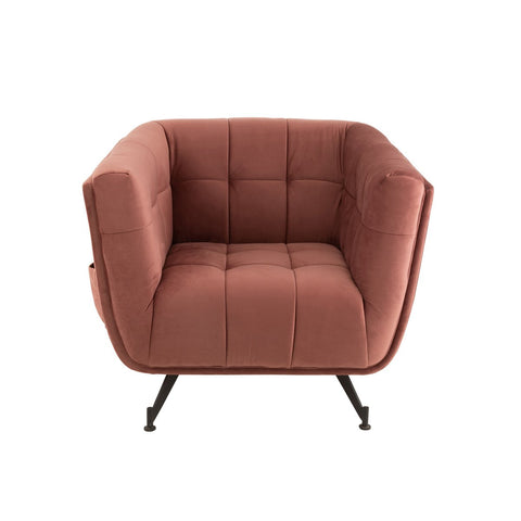 J-Line Lounge Zetel 1-Zit Textiel/Hout/Metaal Antiek Roze