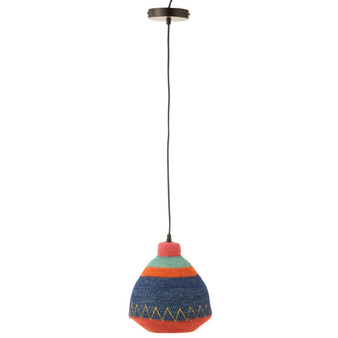 J-Line Hangende Lamp Strepen+Zigzag Onderkant Zeegras Mix