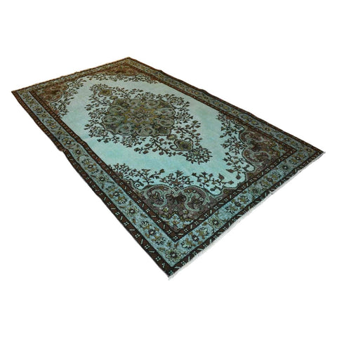 Turquoise vintage vloerkleed - 272x165 cm - HANDGEMAAKT