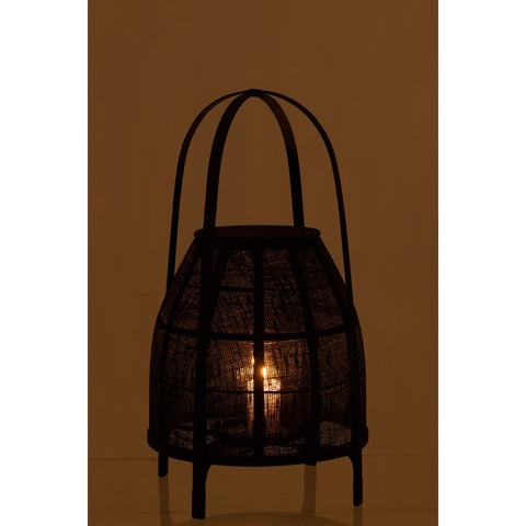 J-Line lantaarn Kap - bamboe - zwart - medium