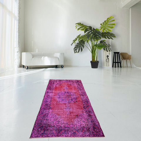 Paars vintage vloerkleed - 218x116 cm - HANDGEMAAKT