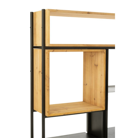 J-Line Schap Tina Hout/Ijzer Zwart/Naturel Large