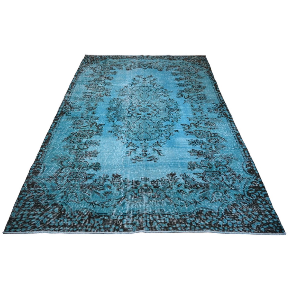 Turquoise vintage vloerkleed - 243x162 cm - HANDGEMAAKT