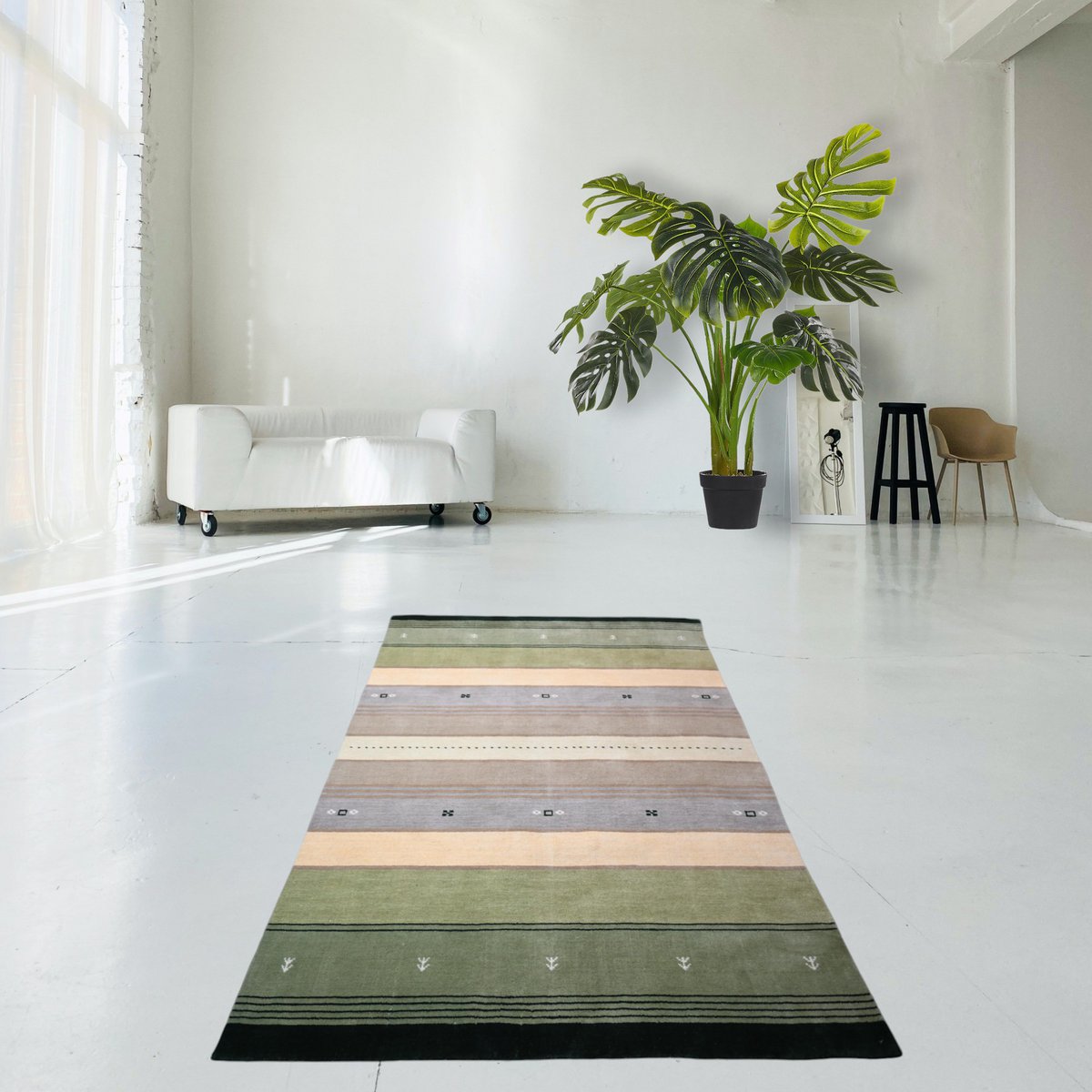 Groen Gabbeh vloerkleed - 210x140 cm - HANDMADE