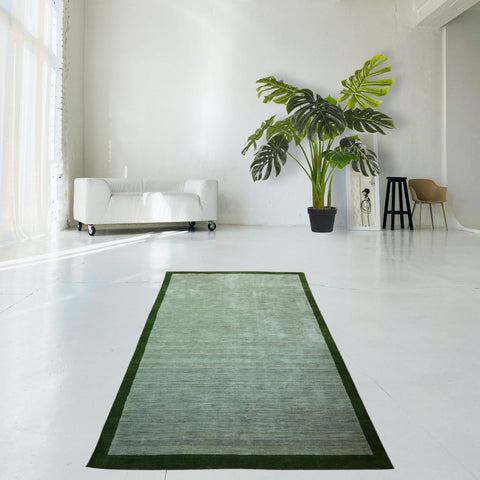 Groen modern vloerkleed - 208x140 cm - HANDMADE