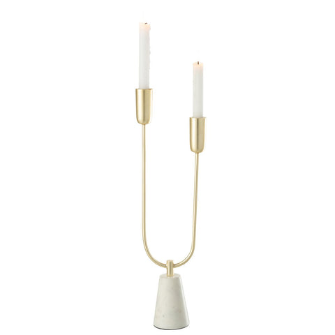 J-Line kandelaar Dune - marmer/ijzer - goud/wit