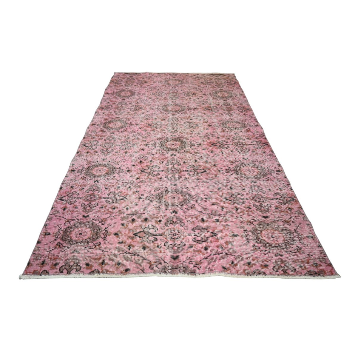 Roze vintage vloerkleed - 220x112 cm - HANDGEMAAKT