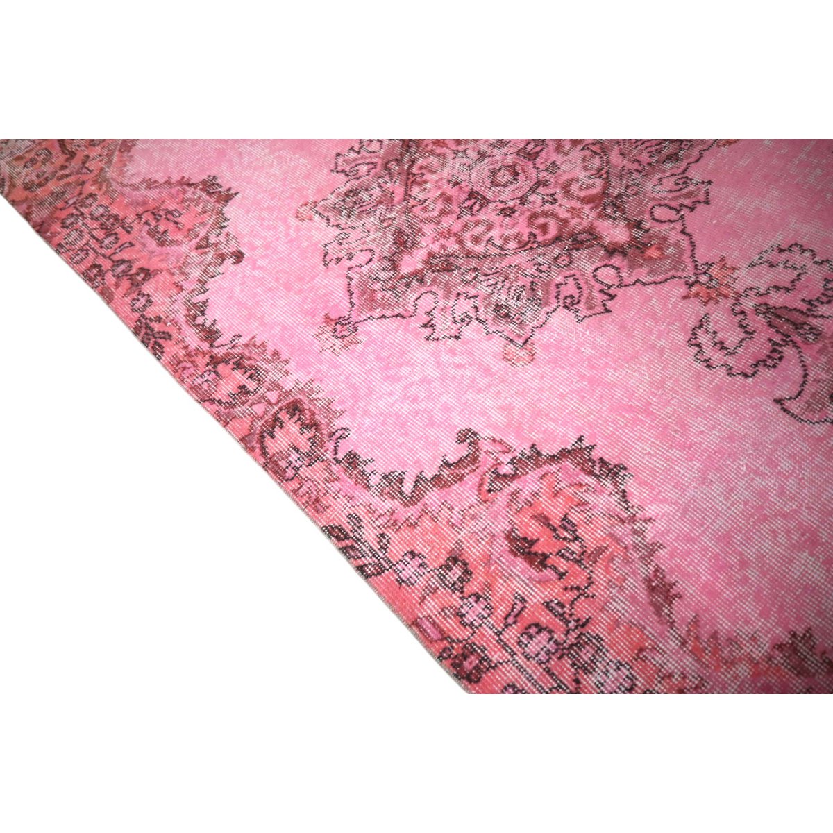 Roze vintage vloerkleed - 208x117 cm - HANDGEMAAKT