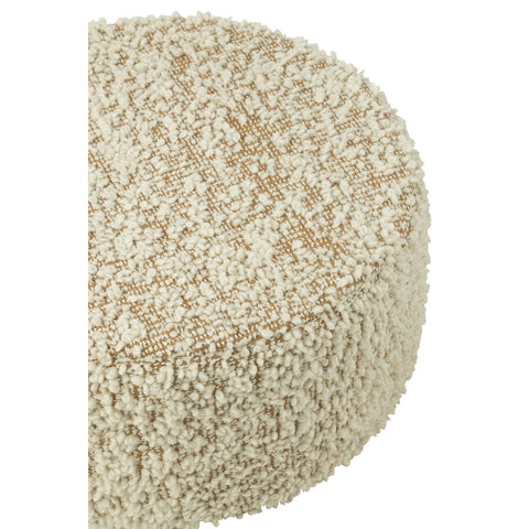J-Line Poef Rond Bouclé Katoen/Polyester Camel/Crème