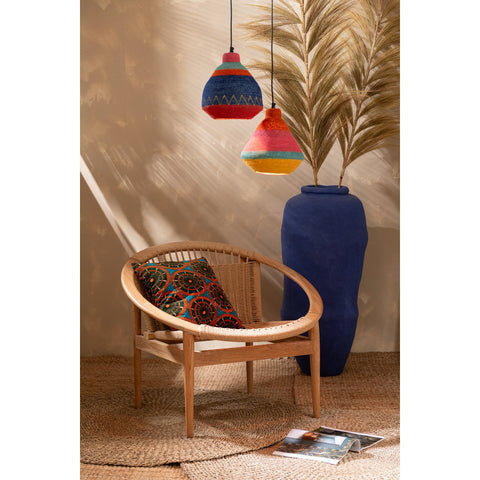 J-Line Hangende Lamp Strepen+Zigzag Onderkant Zeegras Mix