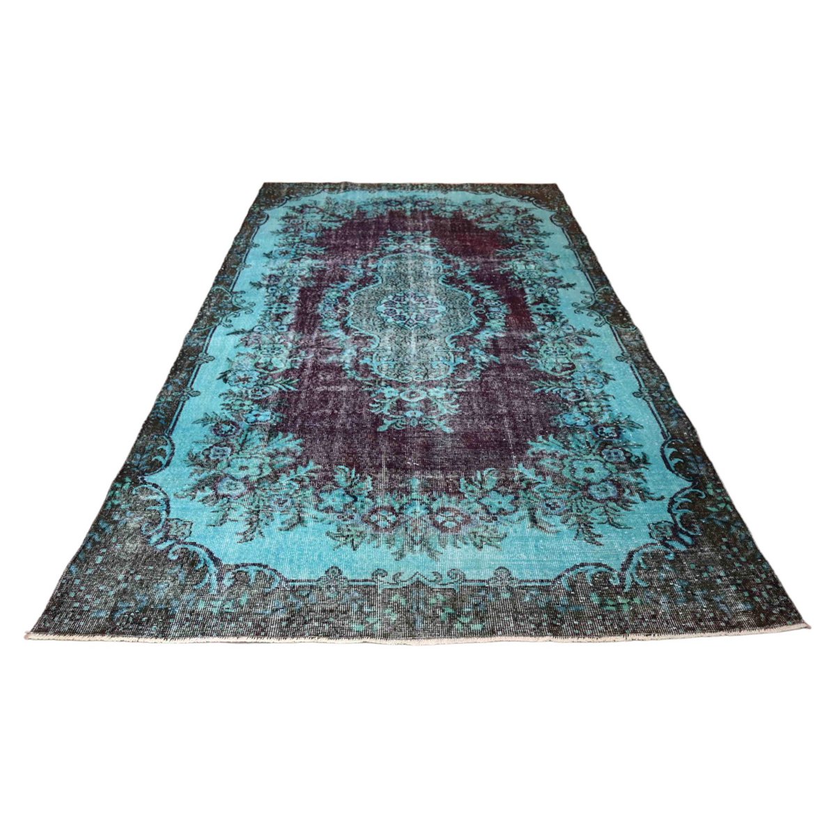 Turquoise vintage vloerkleed - 290x178 cm - HANDGEMAAKT