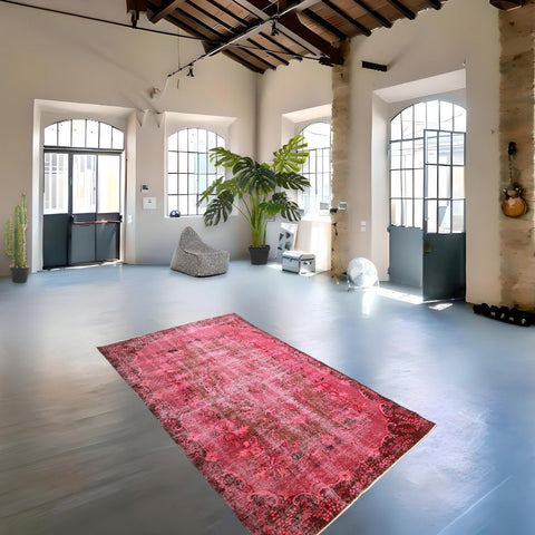 Roze vintage vloerkleed - 270x162 cm - HANDGEMAAKT