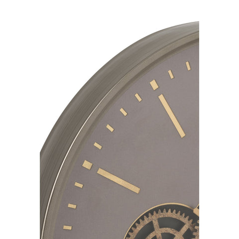 J-Line Klok Tandwiel Mdf Grijs/Goud Large