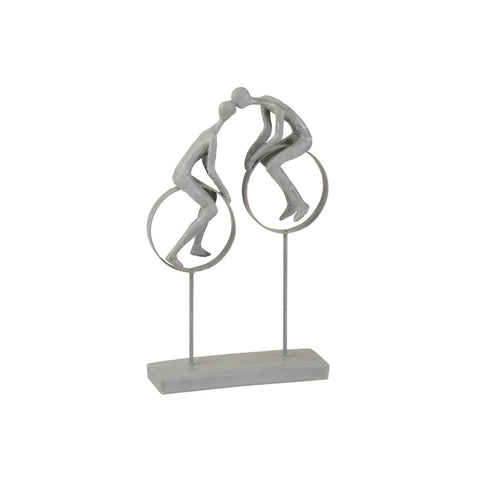 J-Line decoratie Koppel Op Cirkels - polyresin - grijs