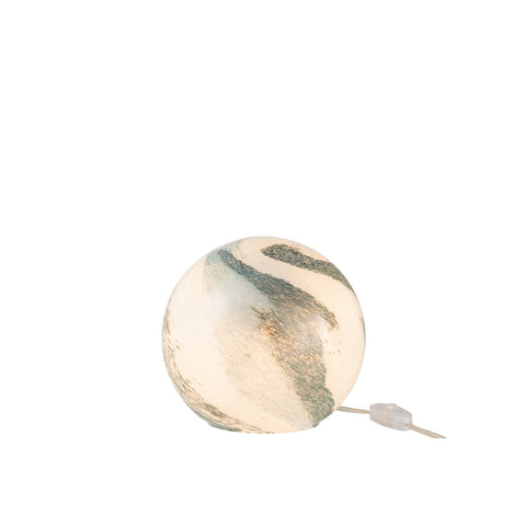 J-Line Dany Strepen Rond tafellamp - glas - blauw/ groen - S