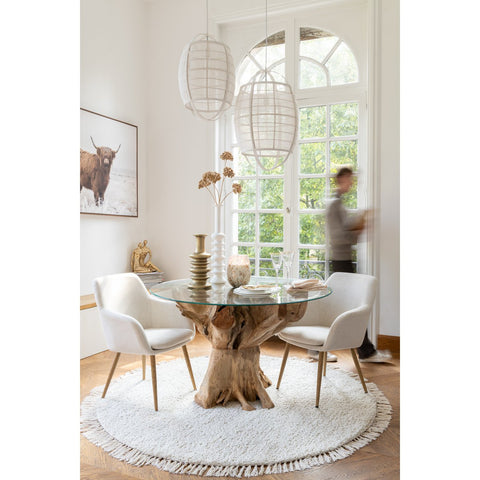 J-Line Hanglamp Ion Linnen/Bamboe Wit Small