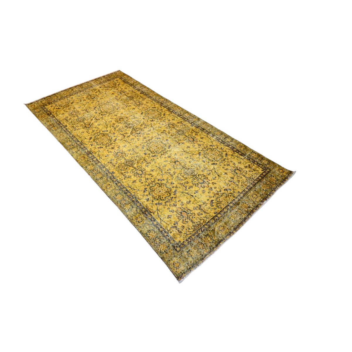 Geel vintage vloerkleed - 214x109 cm - HANDGEMAAKT