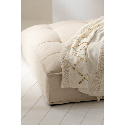 J-Line Plaid diamanten + franjes - katoen - pailletten/wit/goud