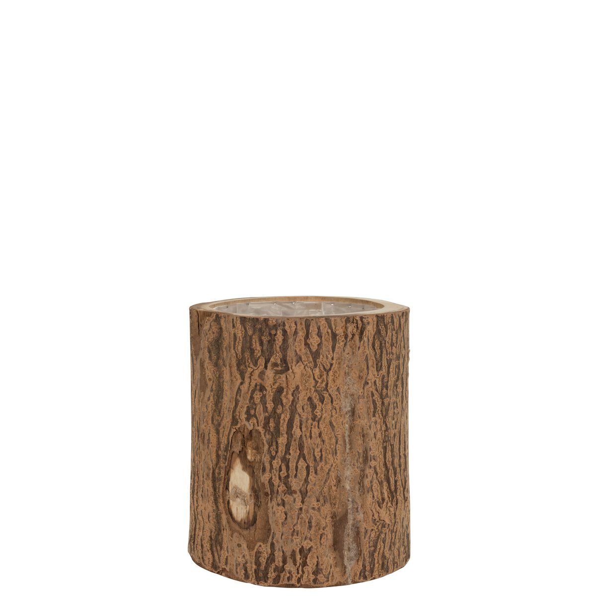 J-Line bloempot Berk Paulownia - hout - naturel - large - Ø 28.00 cm