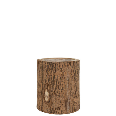 J-Line bloempot Berk Paulownia - hout - naturel - large - Ø 28.00 cm