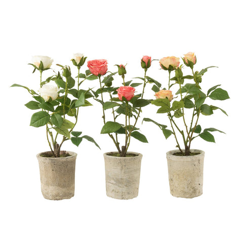 J-Line Roos 5 Koppen In Pot Plastiek/Textiel Geel/Groen