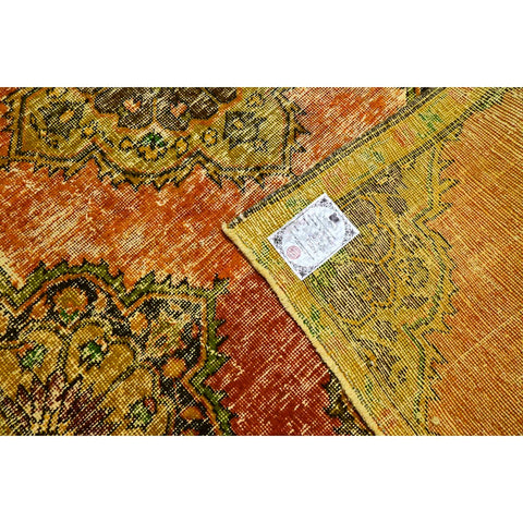 Geel Orangje vintage vloerkleed - 240x120 cm - HANDGEMAAKT
