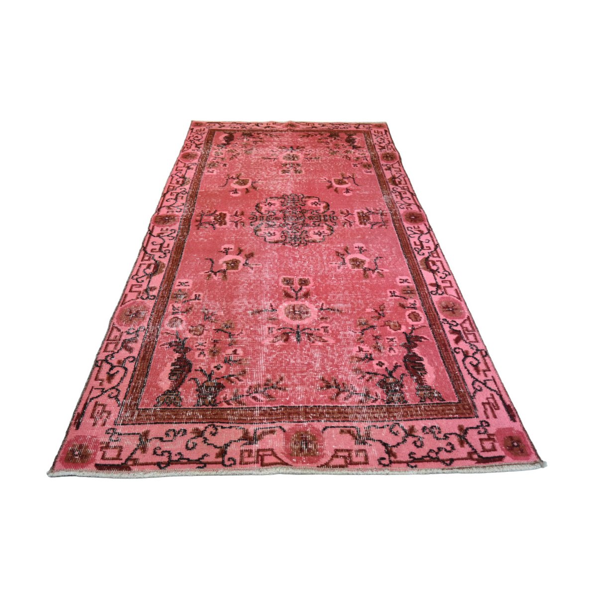 Roze vintage vloerkleed - 203x108 cm - HANDGEMAAKT