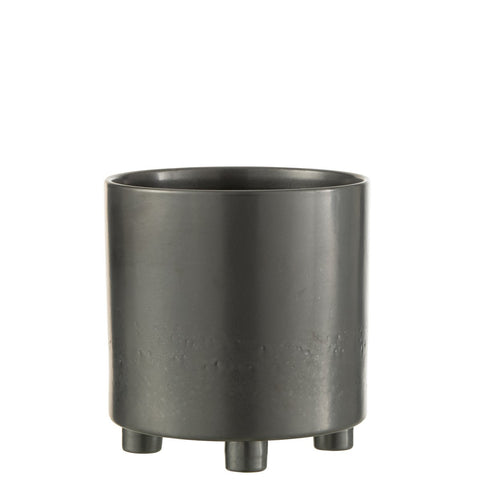 J-Line Bloempot Smoke Keramiek Grijs/Zwart Extra Large