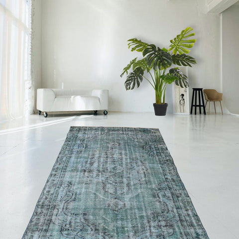 Turquoise vintage vloerkleed - 258x155 cm - HANDGEMAAKT