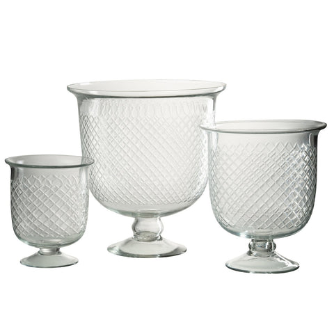 J-Line vaas Geruit Voet - glas - transparant - large