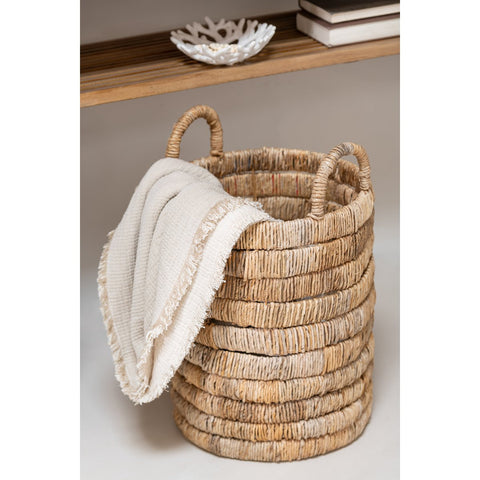J-Line Plaid franjes Mousseline - katoen - lichtbeige