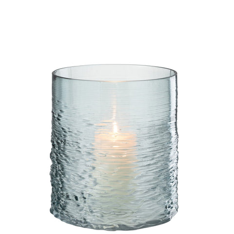 J-Line windlicht Zee - kaarshouder - glas - blauw - small