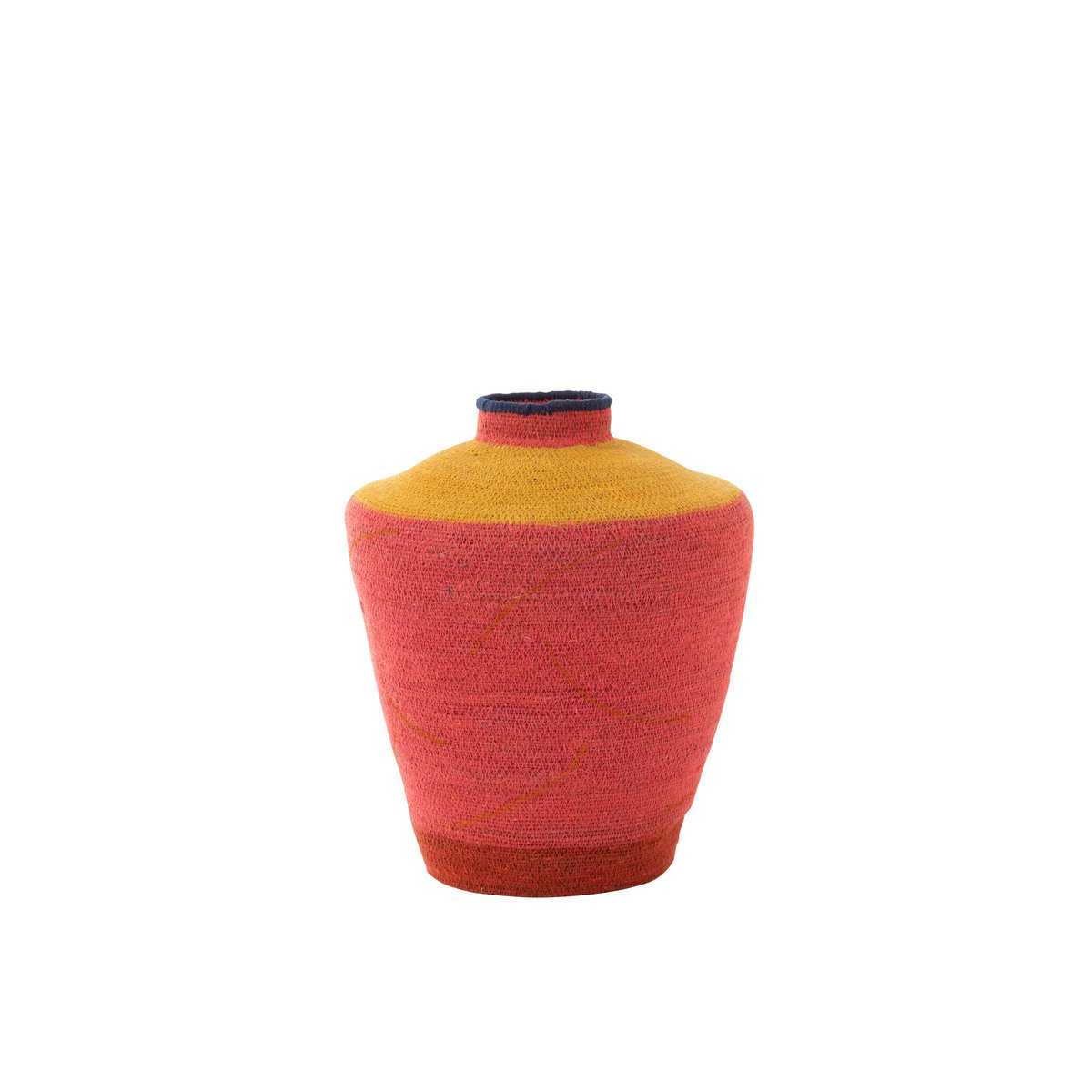 J-Line Vaas Large Strepen/Curves Zeegras Roze/Geel