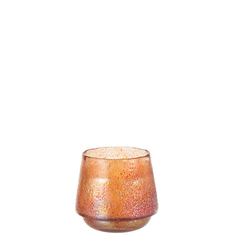 J-Line theelichthouder Stippen - glas - oranje - large