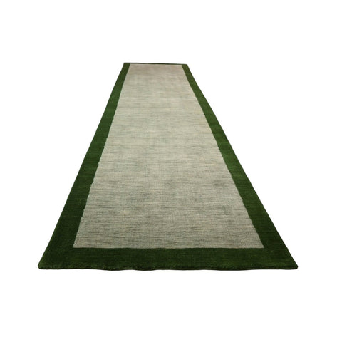 Groen Gabbeh loper - 310x83 cm - HANDGEMAAKT