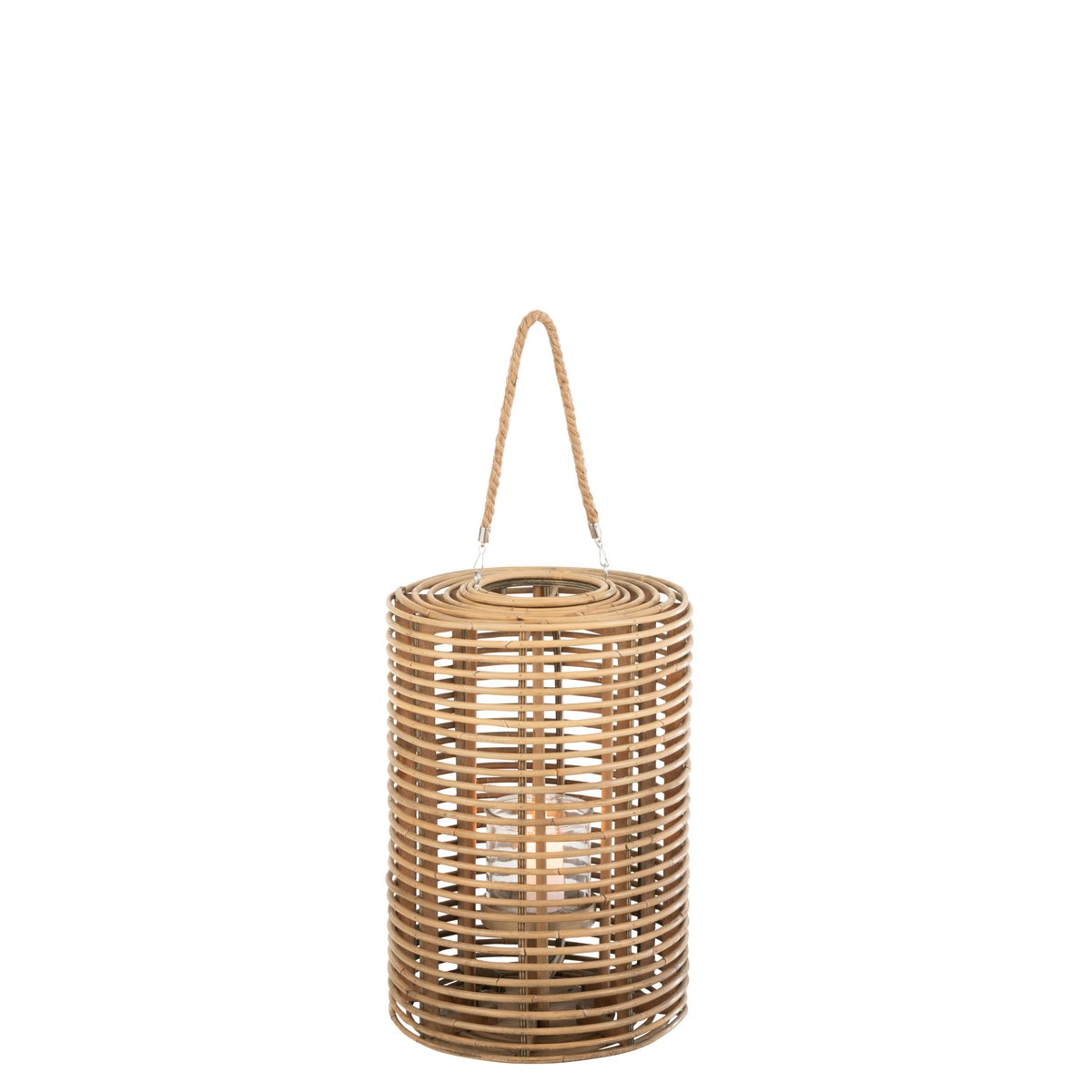 J-Line Lantaarn Rond Lang Rotan Licht Naturel