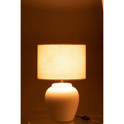 J-Line lamp Meli + Kap - keramiek - linnen - wit - small