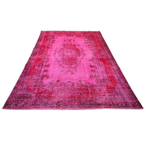 Roze vintage vloerkleed - 286x196 cm - HANDGEMAAKT